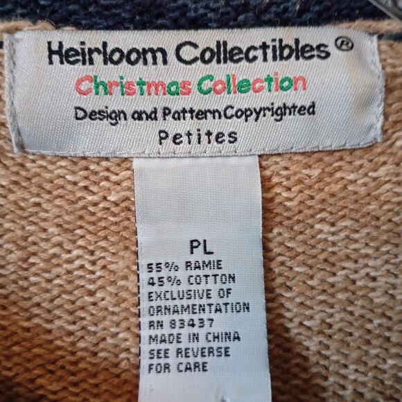 Heirloom Collectibles Christmas Collection Women's Tan Sweater Petite Large. - Picture 5 of 8